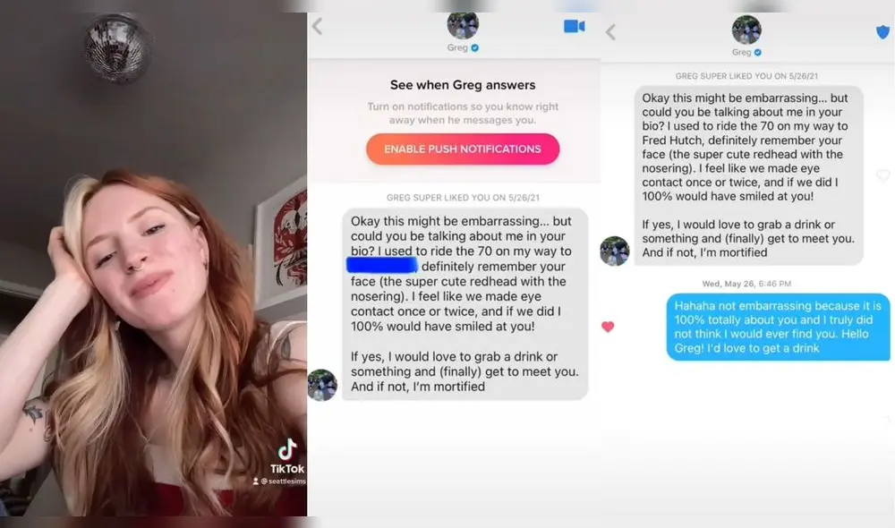 La joven se topó dos veces en con su futura pareja en un medio de transporte. Foto: captura de TikTok