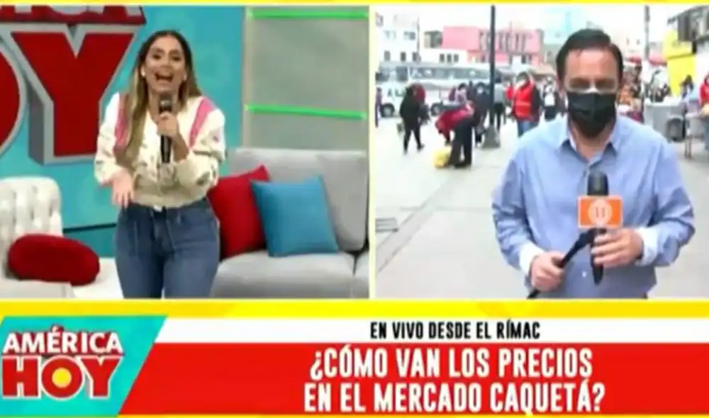 Reportero reaparece en América hoy tras protagonizar divertido momento con vendedora. Foto: captura de América TV Reportero reaparece en América hoy tras protagonizar divertido momento con vendedora. Foto: captura de América TV