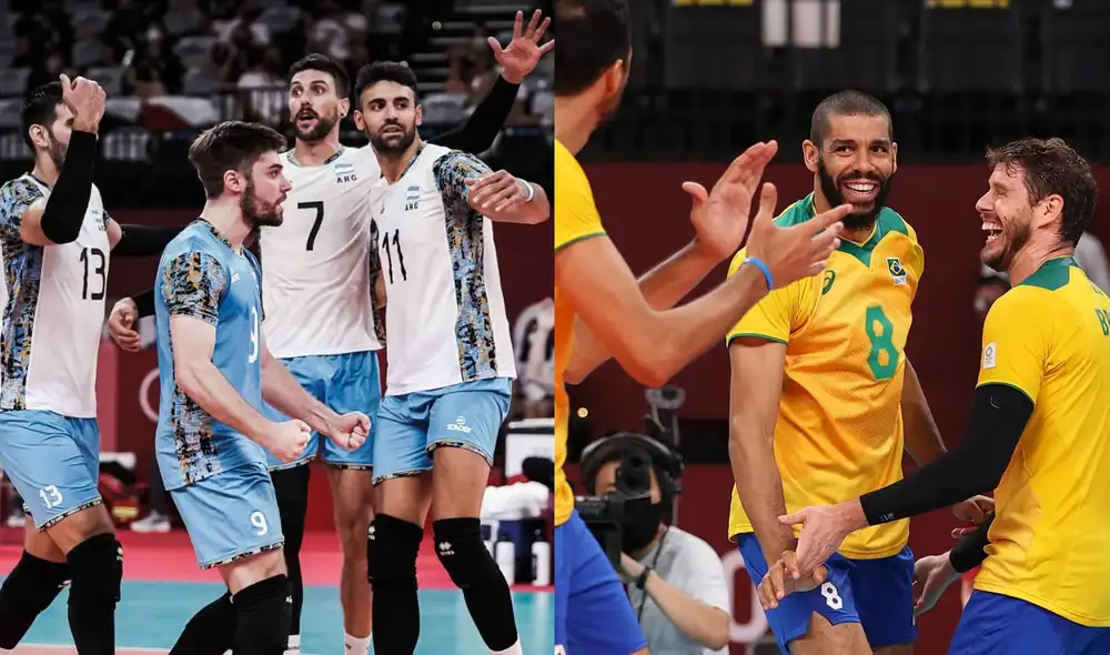 Argentina y Brasil a la semifinal de vóley masculino de Tokio 2020. Foto: Twitter / @Voley_FeVA @SC_ESPN