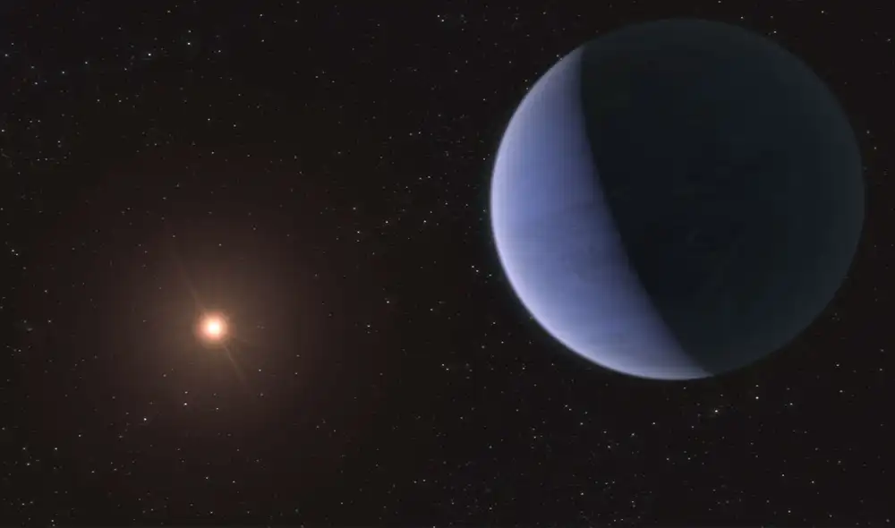 Impresión artística de una supertierra detectada en órbita alrededor de L 98-59. Imagen: ESO