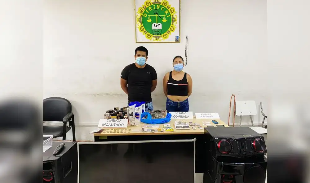 David Guzmán y Sandra Valverde fueron conducidos al Área Antidrogas de Trujillo. Foto: PNP David Guzmán y Sandra Valverde fueron conducidos al Área Antidrogas de Trujillo. Foto: PNP