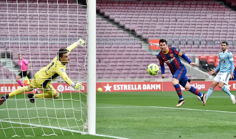 Lionel Messi cierra su etapa en el Barcelona con 30 goles en la temporada 2020-2021 de LaLiga. Foto: AFP