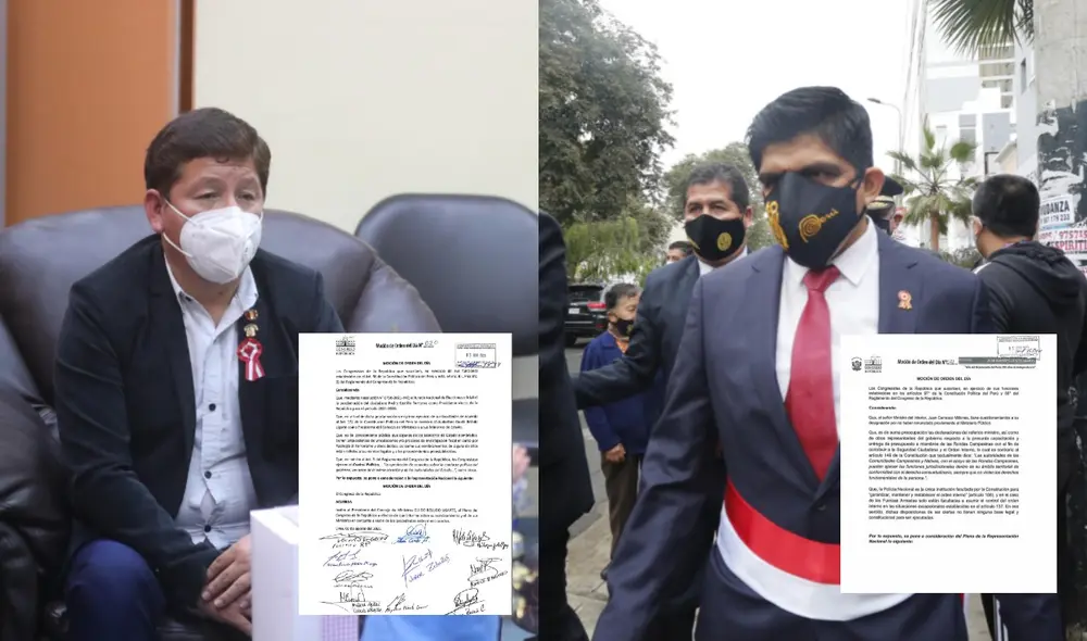 Las mociones para invitar a Guido Bellido y a Juan Carrasco al Congreso fueron presentadas este jueves. Foto: composición GLR