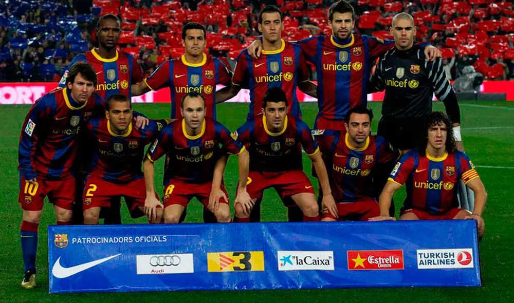 Imagen del once titular del Barcelona cuando era dirigido por Pep Guardiola en la temporada 2010 - 2011. Foto: La Nación