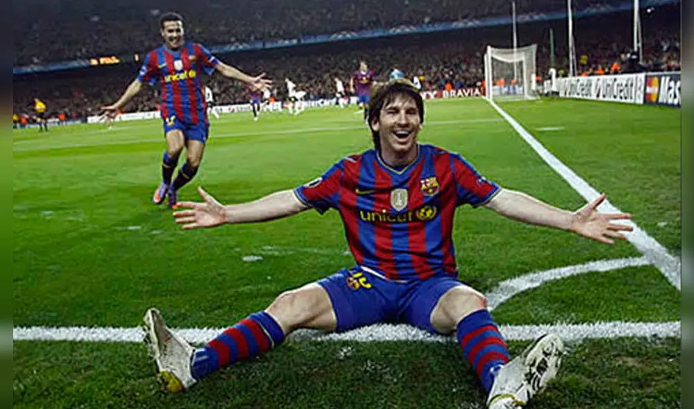Lionel Messi y su primer póker ante el Arsenal por los cuartos de final de la Champions League 2010/2011. Foto: AFP