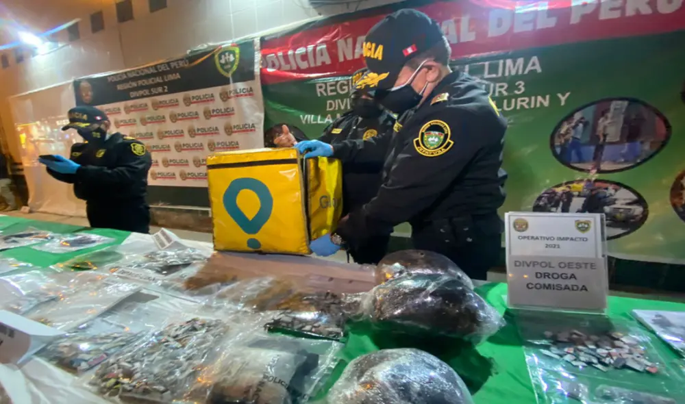 Microcomercializadores usaban cajas de delivery para despistar a las autoridades. Foto: Raúl Egusquiza / URPI-LR Microcomercializadores usaban cajas de delivery para despistar a las autoridades. Foto: Raúl Egusquiza / URPI-LR