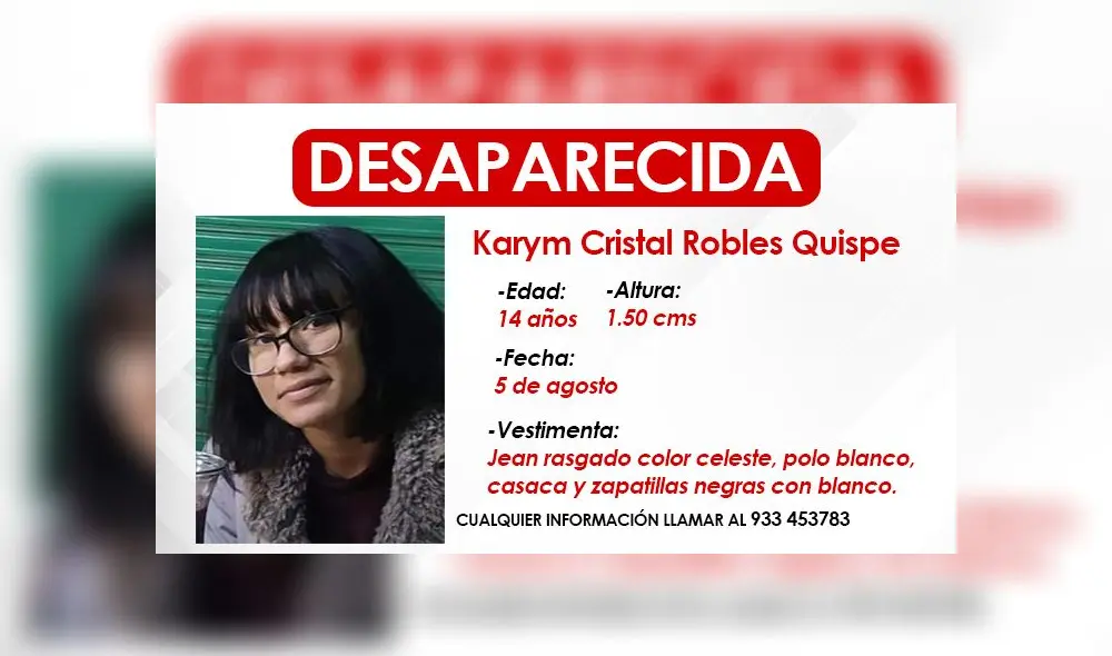 Familia de adolescente desaparecida pide ayuda para encontrarla. Foto: composición/La República