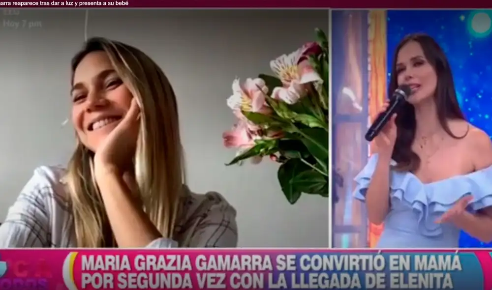 La actriz se mostró emocionada luego de 5 días de haber dado a luz. Foto: captura/América TV