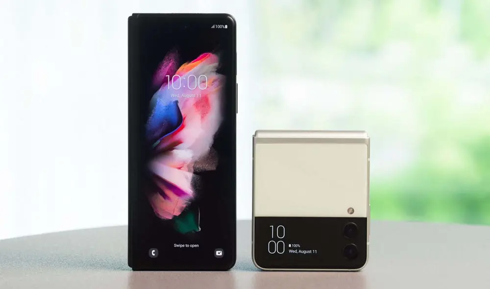 Así lucen el Galaxy Z Fold 3 (izquierda) y Galaxy Z Flip 3 (derecha). Foto: Samsung