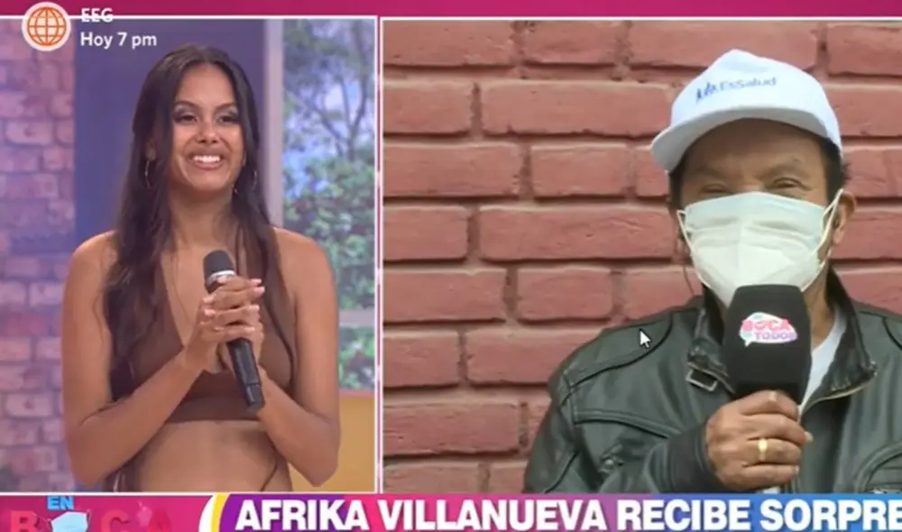 Pablo Villanueva 'Melcochita' emocionado por el crecimiento artístico de su nieta Áfrika Villanueva. Foto: captura de América TV