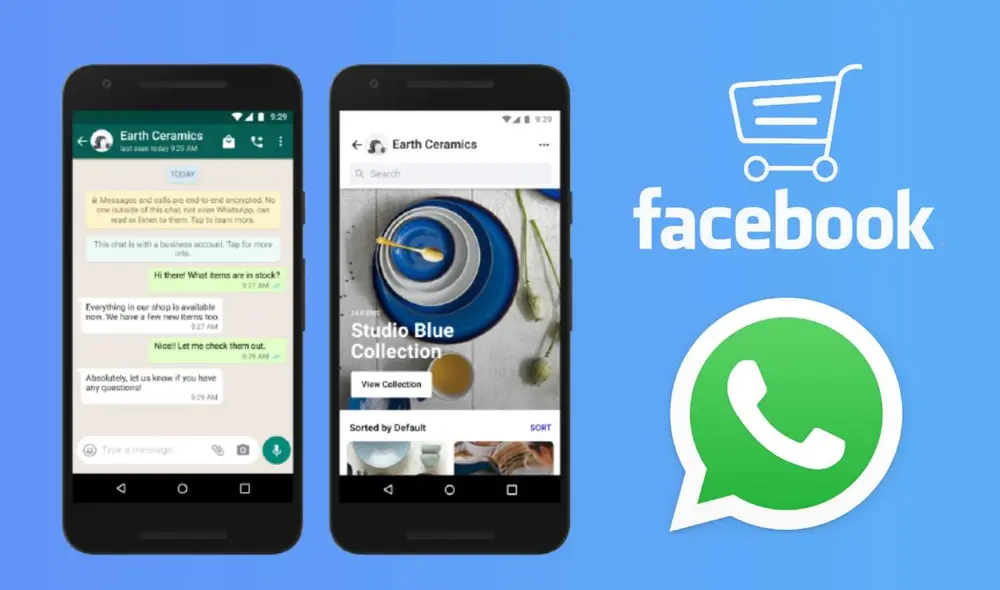 Ya es posible trasladar todos los artículos y precios de tus tiendas de Facebook a una cuenta WhatsApp automáticamente. Conoce cómo adquirir miles de productos sin tener que salir de la aplicación. Foto: Marketing 4 Ecommerce/composición