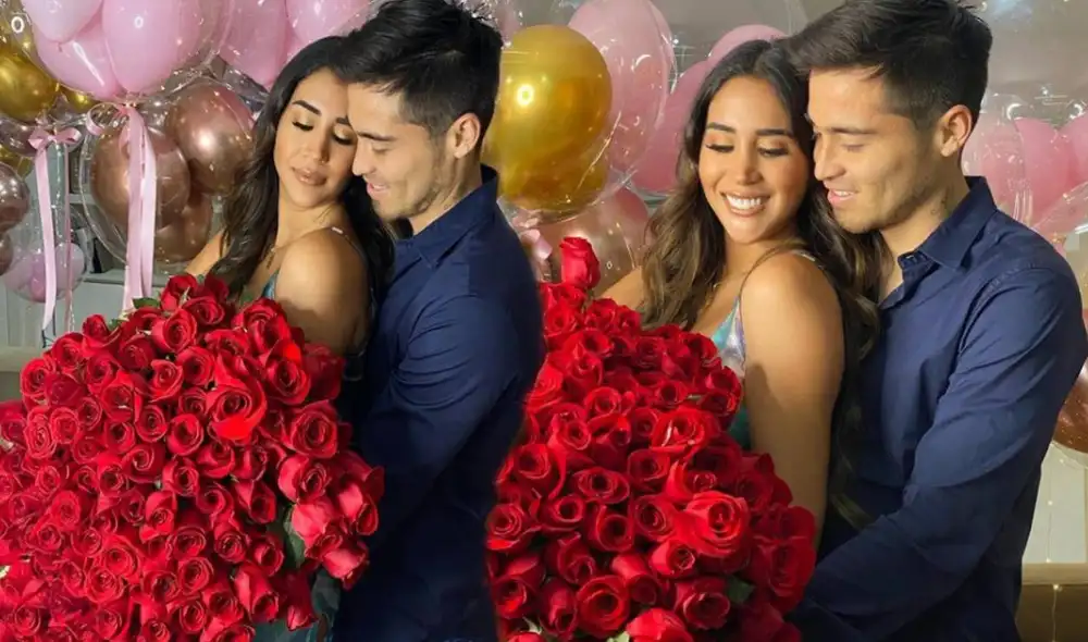 El futbolista sorprendió a su esposa con un gigantesco ramo de rosas rojas. Foto: Rodrigo Cuba/Instagram