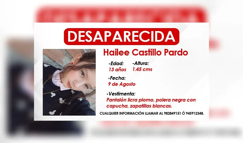 Familia de adolescente desaparecida pide ayuda para encontrarla. Foto: composición/La República