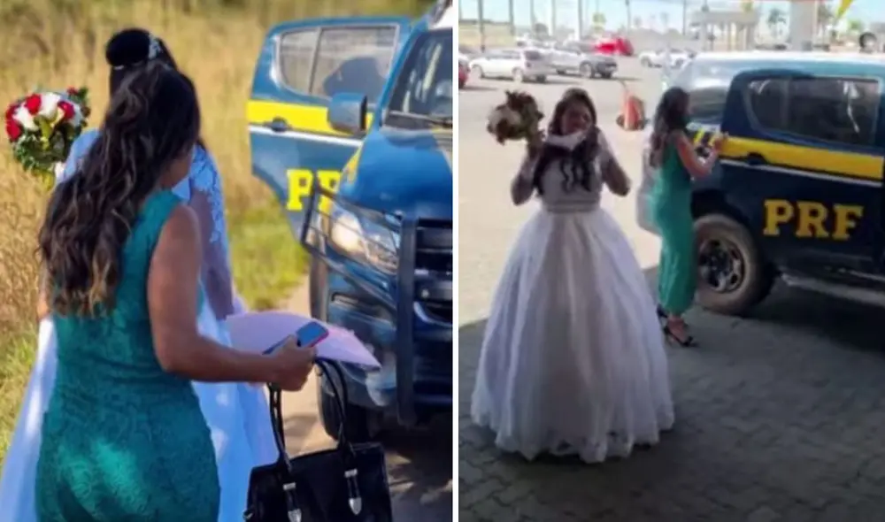 La novia pudo llegar a tiempo a su boda gracias a la ayuda de una patrulla. Foto: captura de YouTube