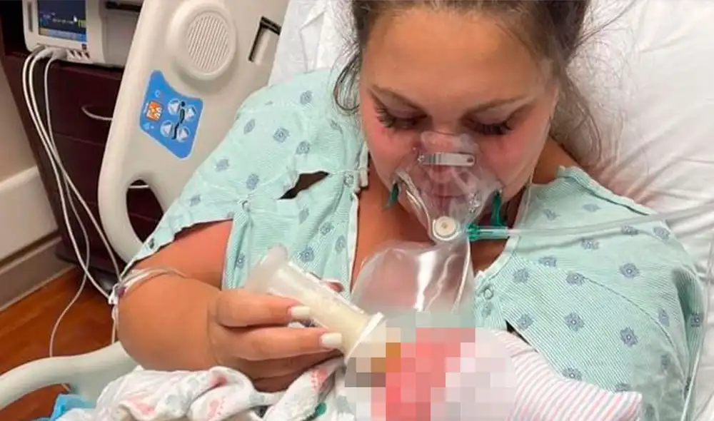 Kristen McMullen solo pudo acunar a su bebé durante unos momentos luego de dar a luz. Foto: GoFundMe Kristen McMullen solo pudo acunar a su bebé durante unos momentos luego de dar a luz. Foto: GoFundMe