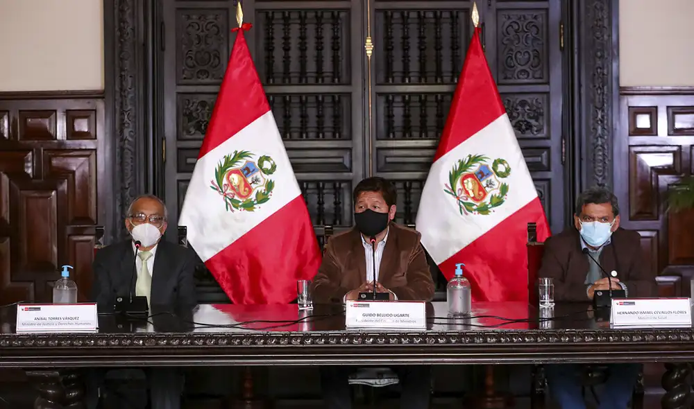 Guido Bellido informó sobre acuerdos asumidos en el Consejo de Ministros. Foto: PCM