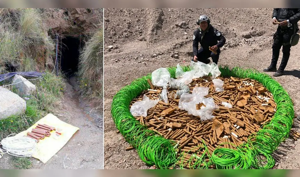 Con la dinamita también fueron incinerados 500 metros de mecha lenta y 1.200 fulminantes. Foto: PNP