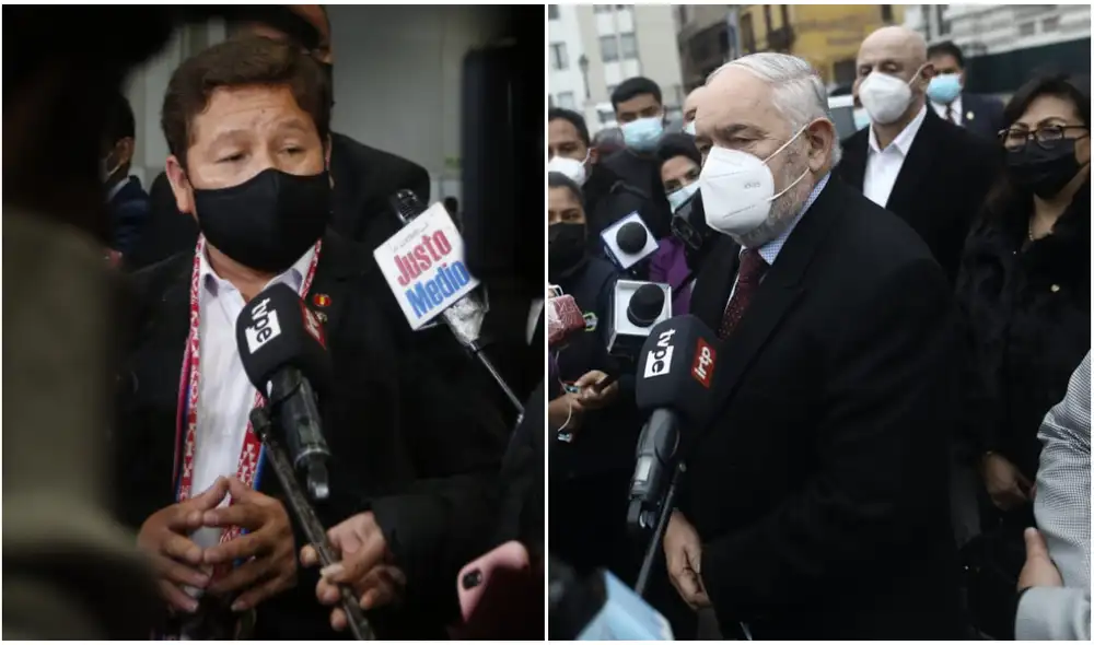 Guido Bellido busca conversar con el grupo parlamentario que tiene como vocero a Jorge Montoya. Foto: composición/La República Guido Bellido busca conversar con el grupo parlamentario que tiene como vocero a Jorge Montoya. Foto: composición/La República