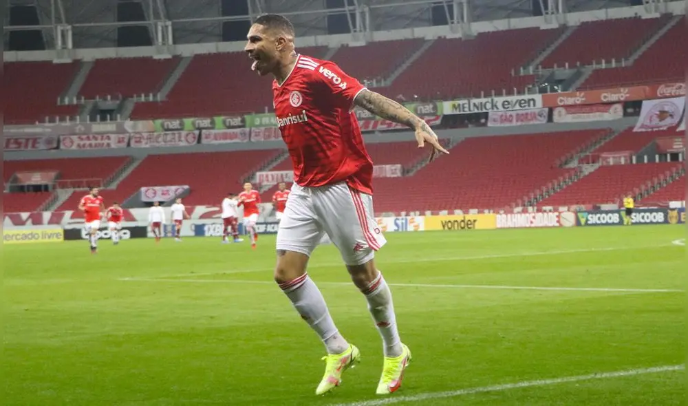 Paolo Guerrero manifestó su alegría tras regresar al gol con el Inter de Porto Alegre. Foto: twitter/Sport Club Internacional