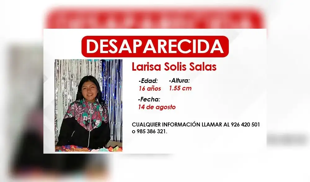 Adolescente sigue desaparecida. Adolescente sigue desaparecida.