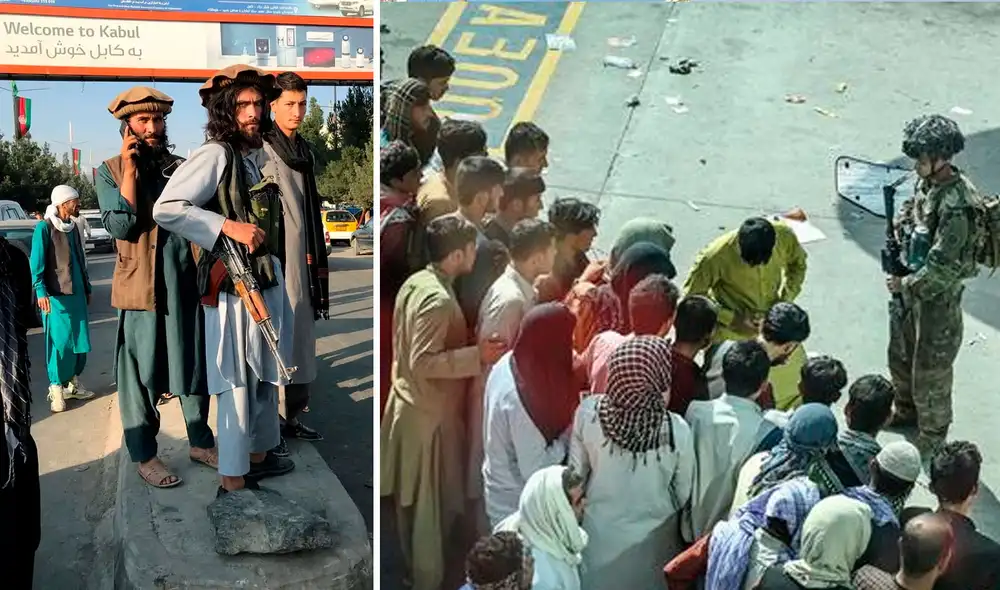 Los talibanes se encuentran en las inmediaciones del aeropuerto de Kabul para reforzar la seguridad. Foto: Stringer / AFP Los talibanes se encuentran en las inmediaciones del aeropuerto de Kabul para reforzar la seguridad. Foto: Stringer / AFP