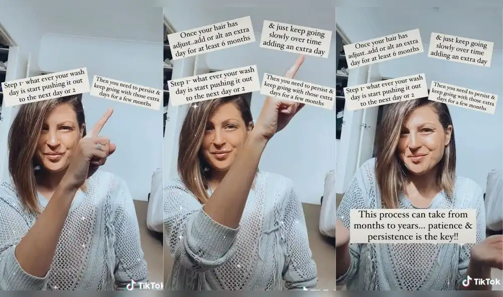 La estilista añadió que lavar el cabello en exceso lo vuelve graso y reseca las puntas. Foto: captura de TikTok La estilista añadió que lavar el cabello en exceso lo vuelve graso y reseca las puntas. Foto: captura de TikTok