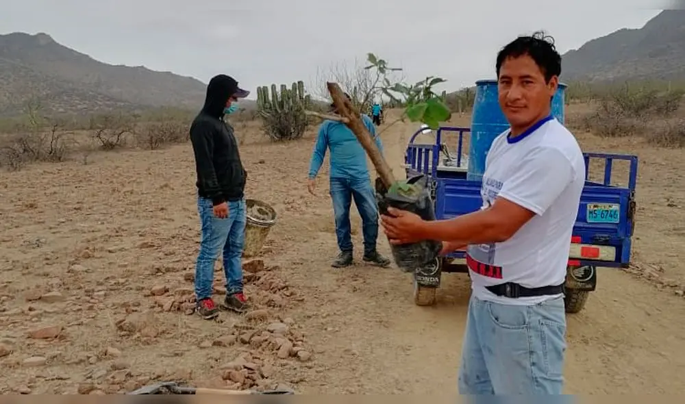 Comuneros iniciaron campaña de reforestación de la Reserva Ecológica de Chaparrí. Foto: Cortesía Julio Reaño.