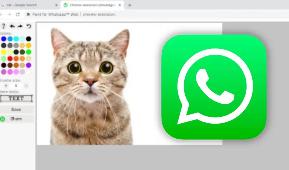 Esta herramienta te permite editar fotos al mismo estilo de Paint y compartirlas directamente con varios usuarios de WhatsApp. Foto: Composición LR