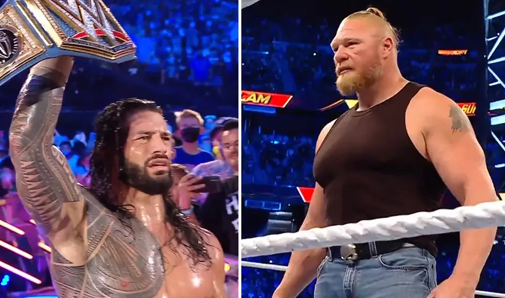 Lesnar apareció sobre el final del evento para retar al vigente campeón Roman Reigns. Foto: composición/WWE