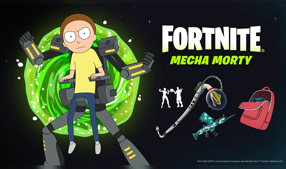 Todos los artículos de Morty que llegarán a la tienda del videojuego. Foto: Fortnite