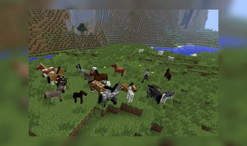 Los caballos sirven para exploración y, de acuerdo al tipo, tienen diferentes colores. Foto: Minecraft