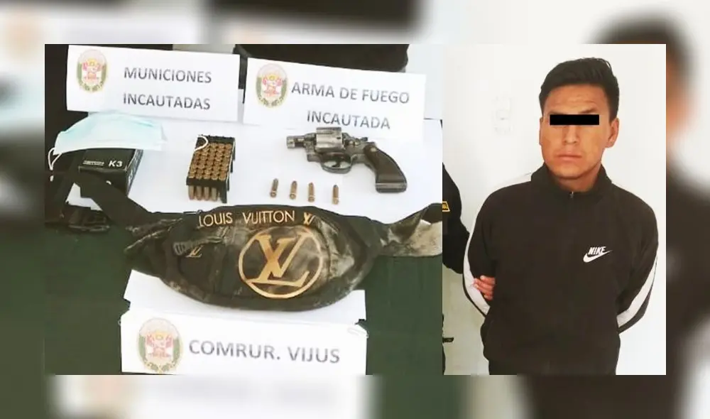 El “Chacal” llevaba un revólver y balas en un canguro cuando fue detenido. Foto: PNP