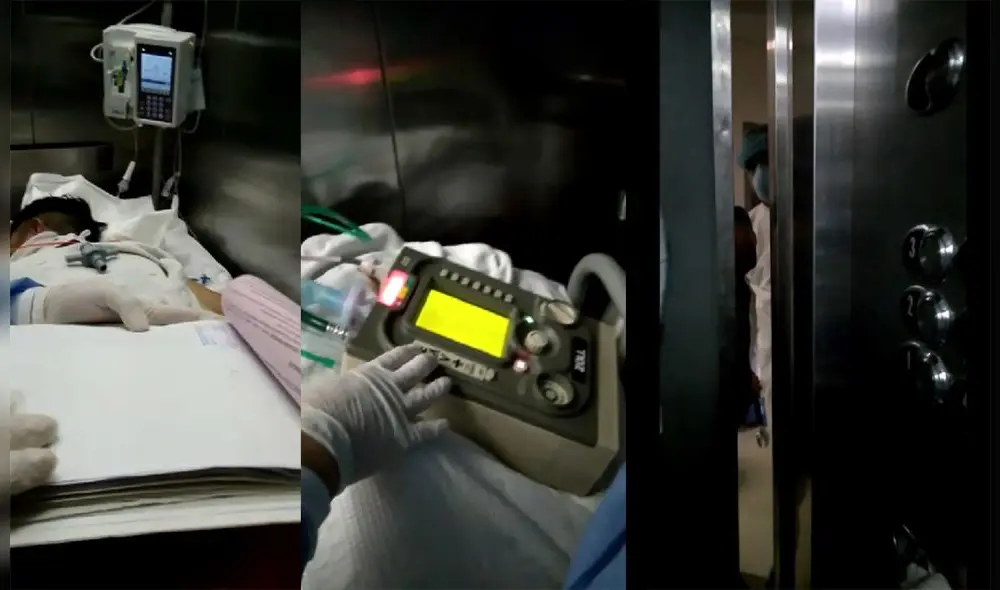 Personal de salud tuvo que pedir ayuda para trasladar a paciente a UCI. Foto: difusión