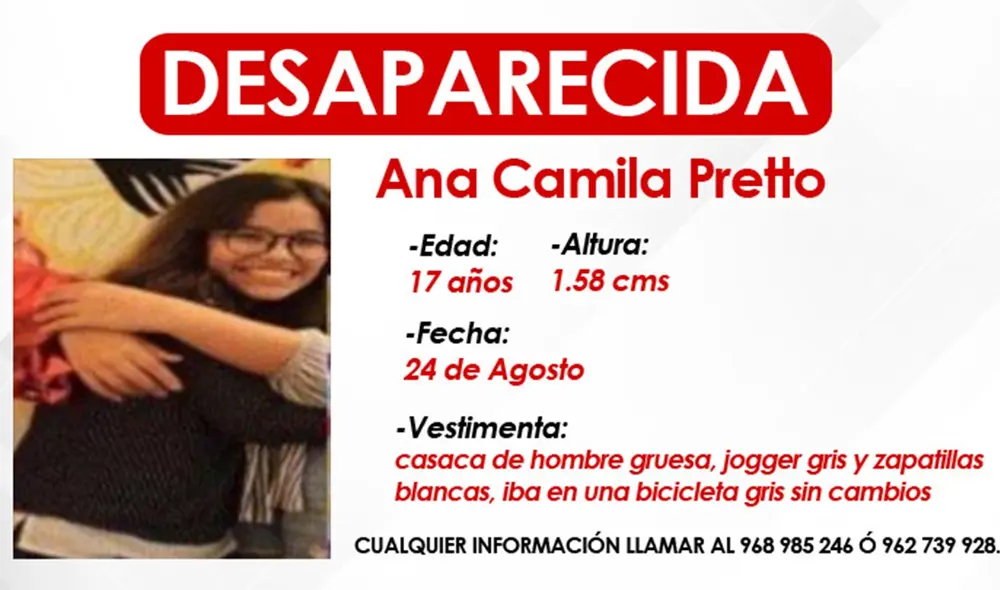 Ana Camila Pretto fue vista por última vez el martes 24 de agosto. Foto: La República Ana Camila Pretto fue vista por última vez el martes 24 de agosto. Foto: La República