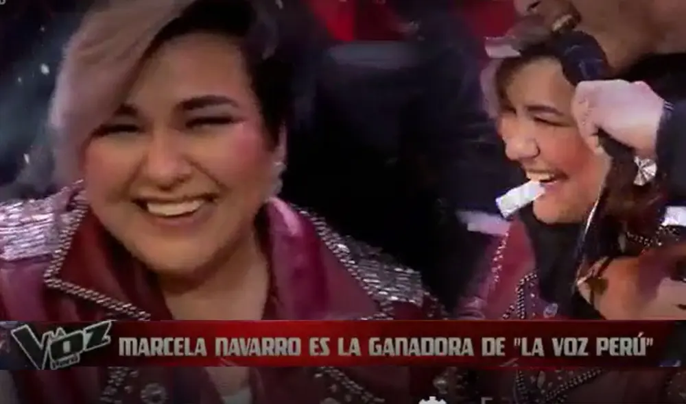 Marcela Navarro ganó el trofeo de La voz Perú tras interpretar "Mi soledad y yo". Foto: captura La voz Perú / Latina
