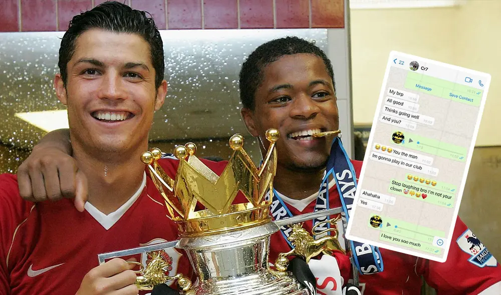 Cristiano Ronaldo y Patrice Evra consiguieron la Champions League en el 2008. Foto: Twitter @UnitedRedscom