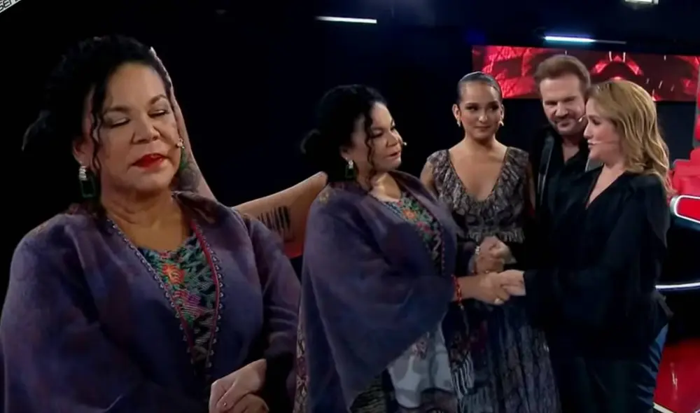 Eva Ayllón se quebró al recordar a su hermana y los entrenadores de La voz senior la consolaron. Foto: captura Latina