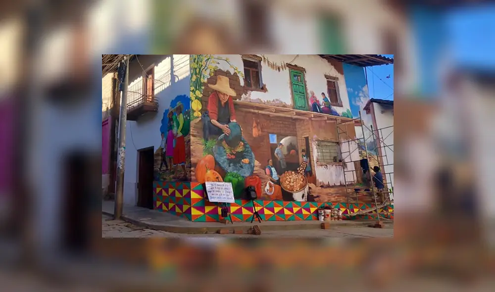 El pintado artístico de fachadas mejora la imagen de la ciudad de Otuzco. Foto: difusión