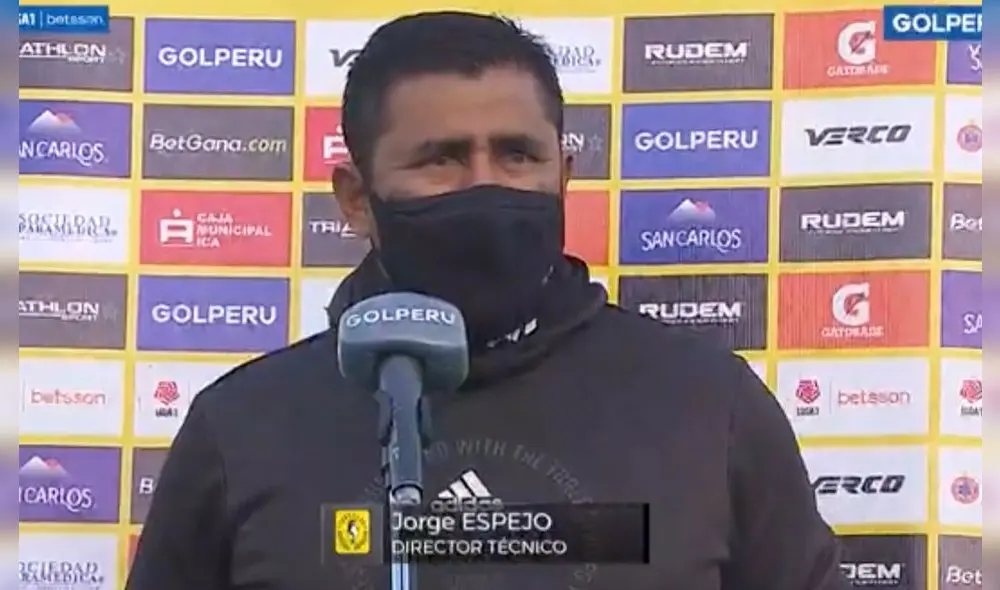 Jorge Espejo expresó su molestia luego del empate ante Universitario por la Fase 2 de la Liga 1 Betsson. Foto: captura Gol Perú Jorge Espejo expresó su molestia luego del empate ante Universitario por la Fase 2 de la Liga 1 Betsson. Foto: captura Gol Perú