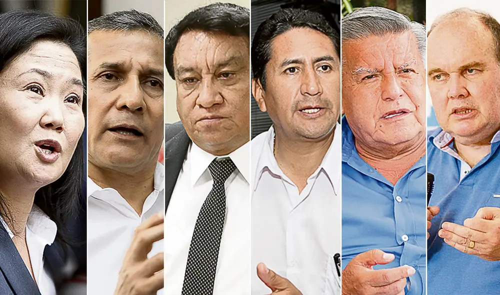 Líderes investigados. Fujimori, Humala, Luna, Cerrón, Acuña y López Aliaga, todos con investigaciones, dirigen partidos con informes pendientes. Foto: composición / difusión Líderes investigados. Fujimori, Humala, Luna, Cerrón, Acuña y López Aliaga, todos con investigaciones, dirigen partidos con informes pendientes. Foto: composición / difusión
