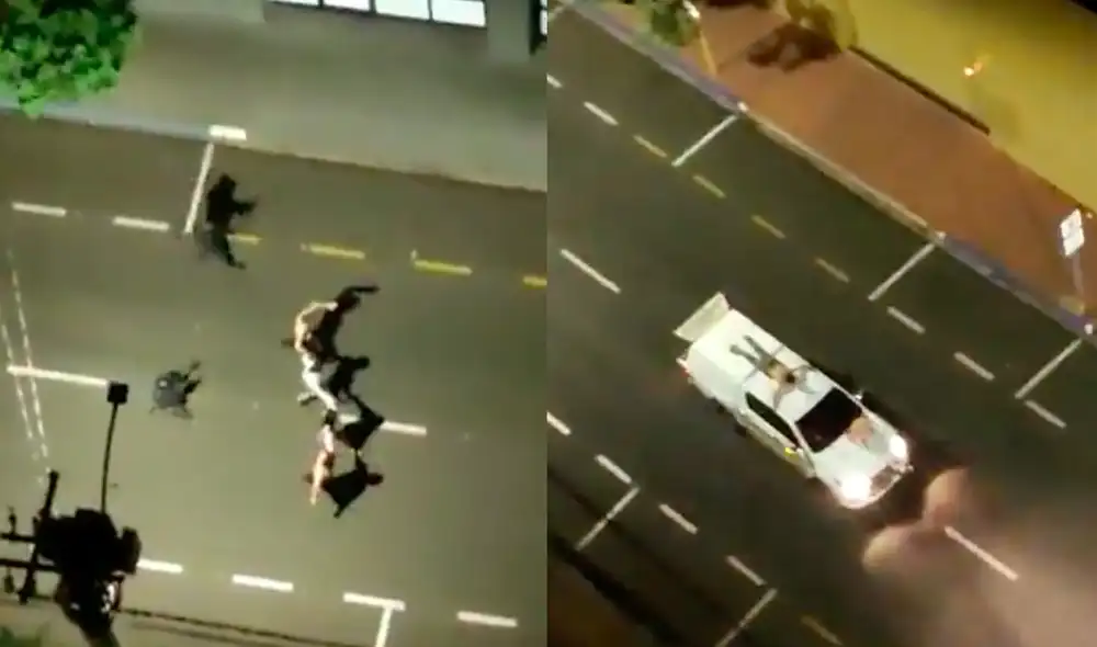 Peatones y conductores fueron interceptados en medio de la persecución. Foto: composición/Twitter