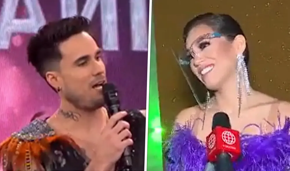 Jazmín Pinedo junto a Gino Assereto en la final de Reinas del show. Foto: captura de América TV