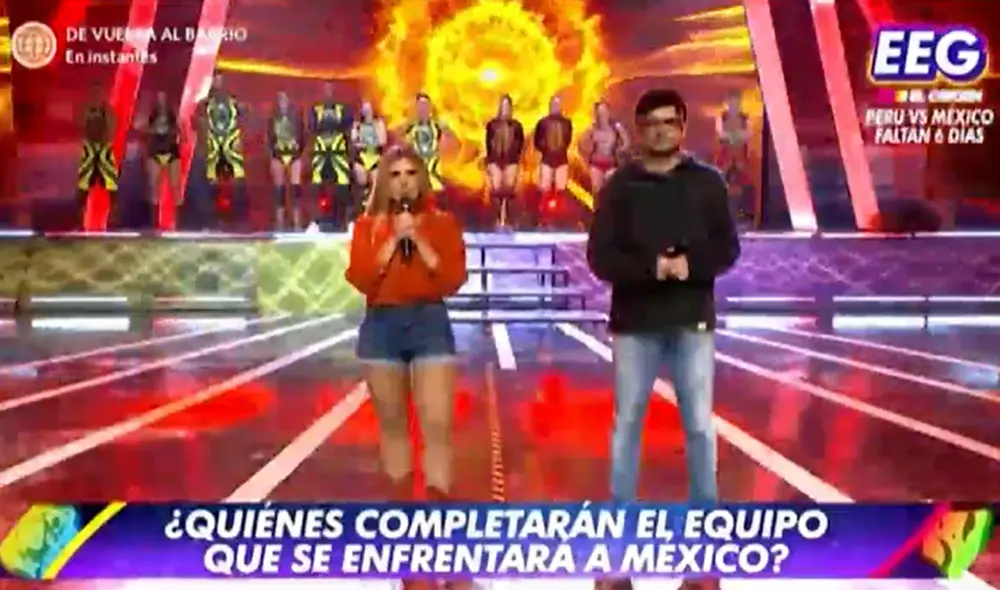 Gian Piero Díaz y Johanna San Miguel emocionados por versus entre Esto es guerra Perú y Guerreros México. Foto: captura de América TV