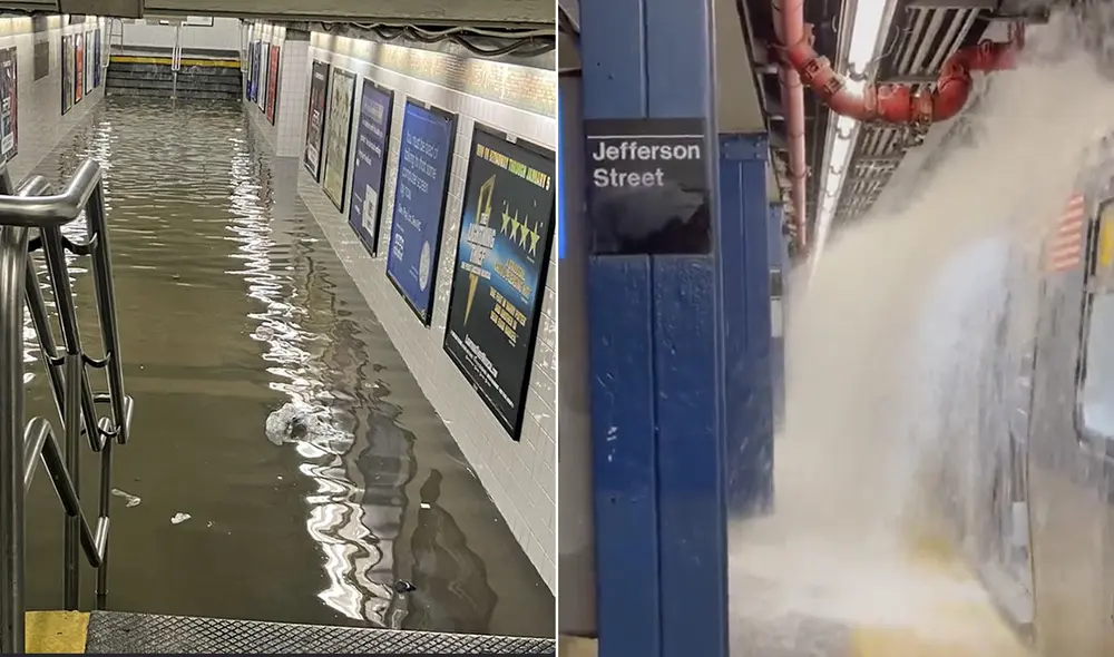 Las inundaciones han afectado varias estaciones del metro neoyorkino. Foto: composición La República