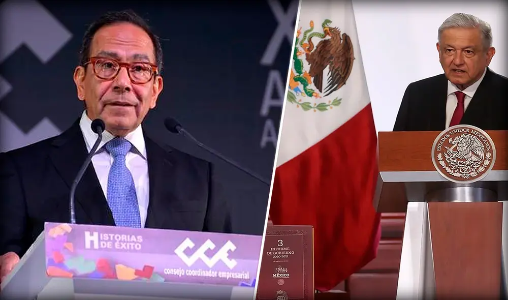 Carlos Salazar, presidente de CCE mexicano, a la izquierda. Andrés Manuel López Obrador, presidente de México, a la derecha. Foto: composición/EFE Carlos Salazar, presidente de CCE mexicano, a la izquierda. Andrés Manuel López Obrador, presidente de México, a la derecha. Foto: composición/EFE