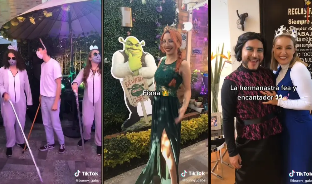 La fiesta tuvo como temática a la película animada Shrek. Foto: captura de TikTok