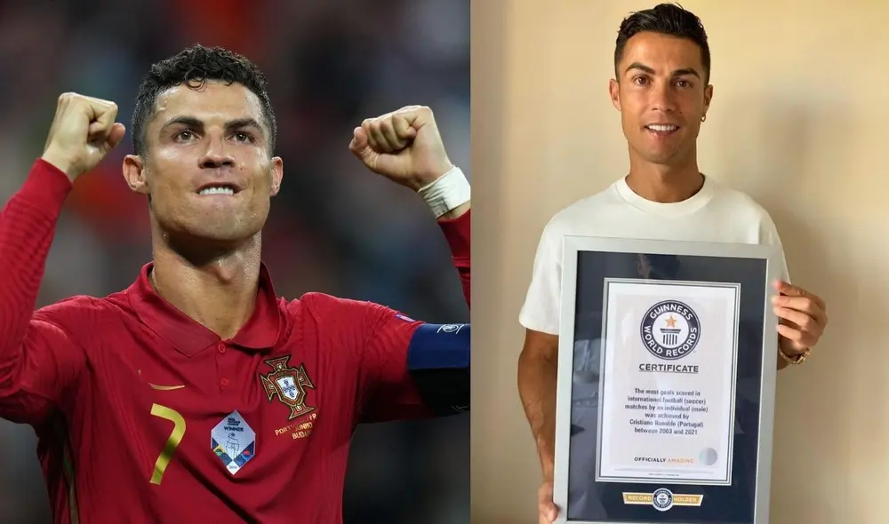 Cristiano Ronaldo recibió récord Guinness por ser el máximo goleador en la historia de las selecciones. Foto: Difusión Cristiano Ronaldo recibió récord Guinness por ser el máximo goleador en la historia de las selecciones. Foto: Difusión