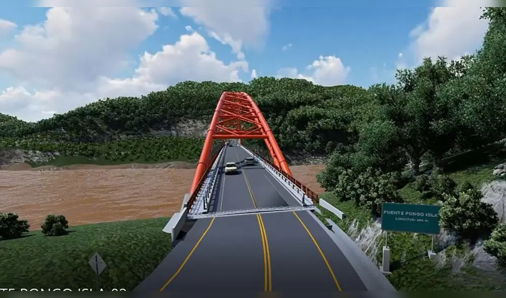 Puente Pongo Isla sobre el río Huallaga tendrá una longitud de 210 metros. Foto: Goresam