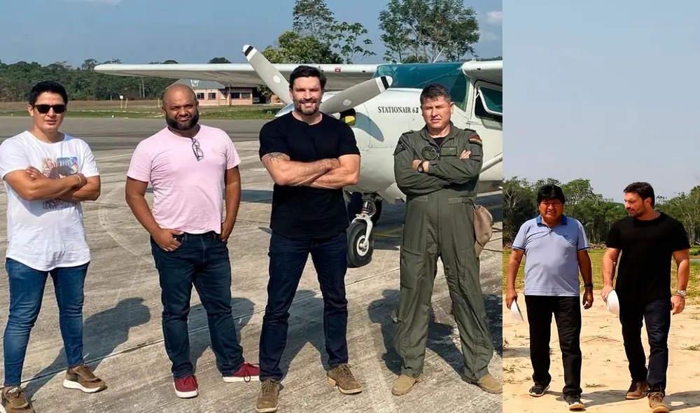 Evo Morales se reunió con el actor y empresario argentino Julián Gil con motivo del documental en Bolivia. Foto: composición/@juliangil/@evoespueblo