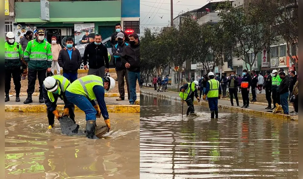 Personal de la municipalidad y Sedapal llegaron para atender la emergencia. Foto: composición/Raúl Egúsquiza/ URPI-LR